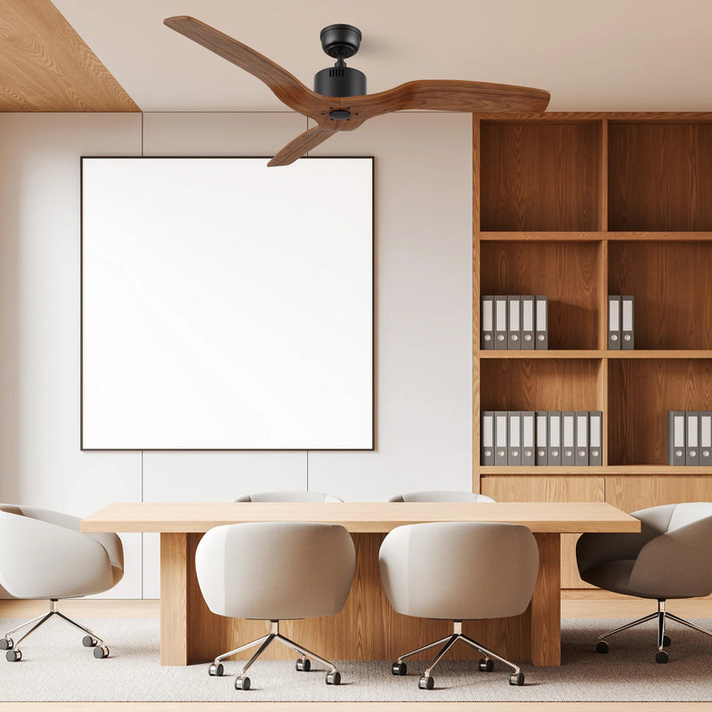 Carro Garnett 52in Ceiling Fan | Black Finish Solid Wood Blades | Indoor Living Room & Bedroom | 52 x 52 x 11.8 in, 10-Speed DC | Model CFR523K5-N10-BM2-1