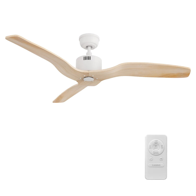 Carro Garnett 52in Ceiling Fan | White Finish Solid Wood Blades | Indoor Living Room & Bedroom | 52 x 52 x 11.8 in, 10-Speed DC | Model CFR523K5-N10-WM5-1