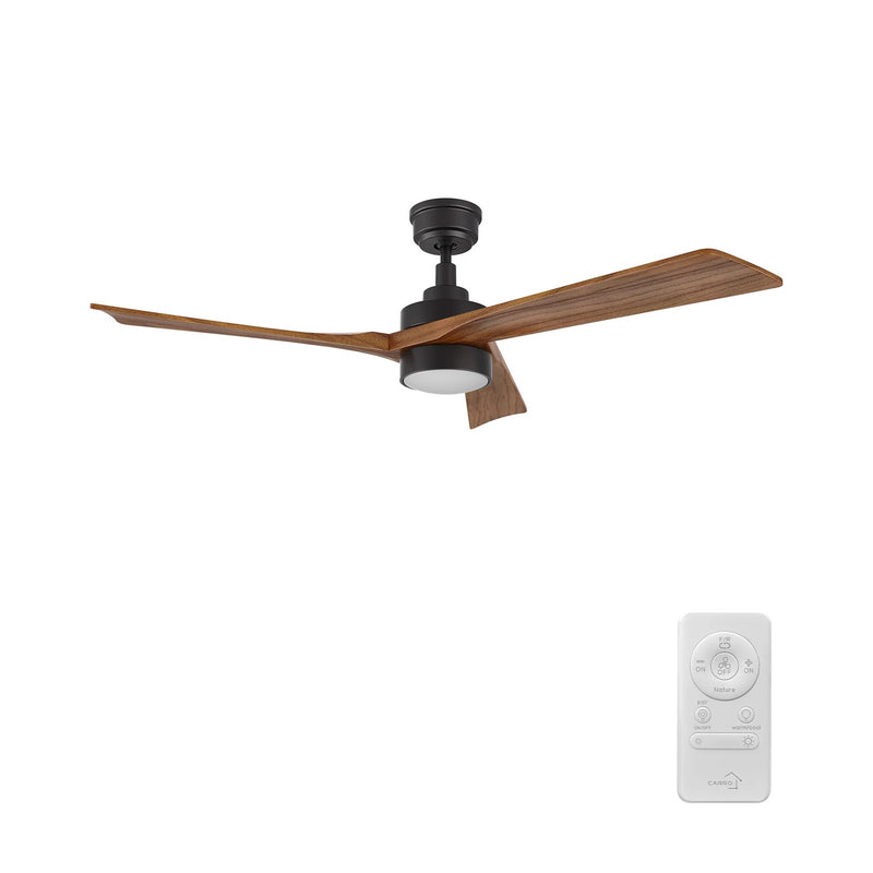 Carro Westbury 52in Ceiling Fan with Light | Black Antique Walnut Finish Solid Wood Blades | Indoor Living Room & Bedroom | 52 x | Model CFR523M-L11-BM2-1