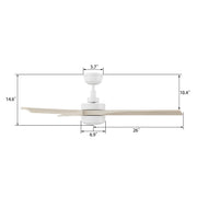 Carro Westbury 52in Ceiling Fan with Light | White Finish Solid Wood Blades | Indoor Living Room & Bedroom | 52 x 52 x 14.6 in | Model CFR523M-L11-WM1-1