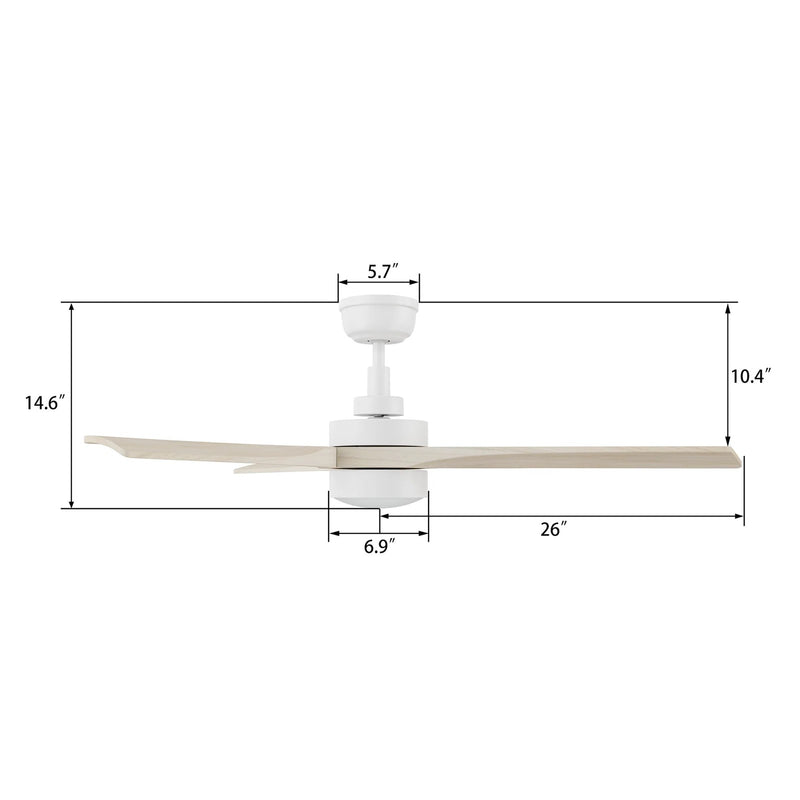 Carro Westbury 52in Ceiling Fan with Light | White Finish Solid Wood Blades | Indoor Living Room & Bedroom | 52 x 52 x 14.6 in | Model CFR523M-L11-WM1-1