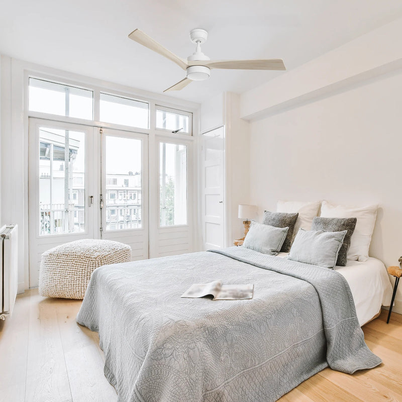 Carro Westbury 52in Ceiling Fan with Light | White Finish Solid Wood Blades | Indoor Living Room & Bedroom | 52 x 52 x 14.6 in | Model CFR523M-L11-WM1-1