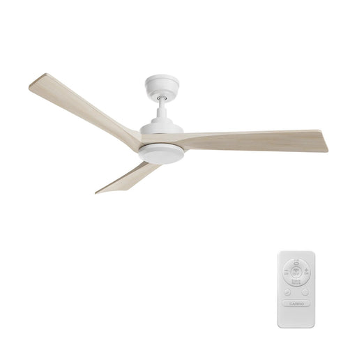Carro Westbury 52in 3-Blade Ceiling Fan | Modern White Solid Wood Blades | Living Room & Bedroom | 52 x 52 x 12.8 in, DC Motor | Model CFR523M-N10-WM1-1