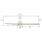 Carro Westbury 52in 3-Blade Ceiling Fan | Modern White Solid Wood Blades | Living Room & Bedroom | 52 x 52 x 12.8 in, DC Motor | Model CFR523M-N10-WM1-1