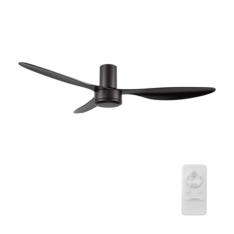 Carro Isola 52in 3-Blade Ceiling Fan | Modern Black ABS Blades | Living Room & Bedroom | 52 x 52 x 10 in, Flush Mount, Remote | Model CFR523N4-N10-B2-1-FM