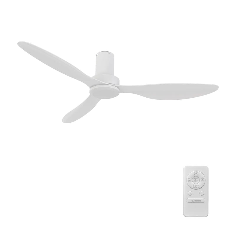 Carro Isola 52in 3-Blade Ceiling Fan | Modern White ABS Blades | Living Room & Bedroom | 52 x 52 x 10 in, Flush Mount, Remote | Model CFR523N4-N10-W1-1-FM
