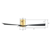 Carro Skara 52in 3-Blade Flush Ceiling Fan | Modern Gold Glass Fiber Blades | Living Room & Bedroom | 52 x 52 x 8.9 in | Model CFR523P-N10-G2-1-FM