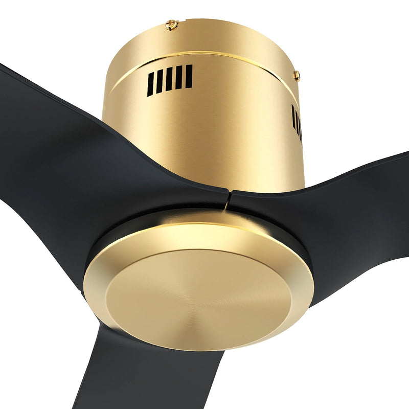 Carro Skara 52in 3-Blade Flush Ceiling Fan | Modern Gold Glass Fiber Blades | Living Room & Bedroom | 52 x 52 x 8.9 in | Model CFR523P-N10-G2-1-FM
