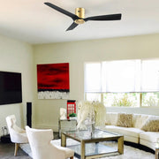 Carro Skara 52in 3-Blade Flush Ceiling Fan | Modern Gold Glass Fiber Blades | Living Room & Bedroom | 52 x 52 x 8.9 in | Model CFR523P-N10-G2-1-FM
