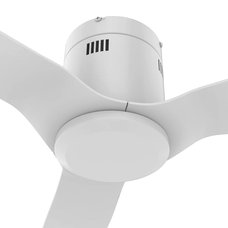 Carro Skara 52in 3-Blade Flush Ceiling Fan | Modern White Glass Fiber Blades | Living Room & Bedroom | 52 x 52 x 8.9 in | Model CFR523P-N10-W1-1-FM