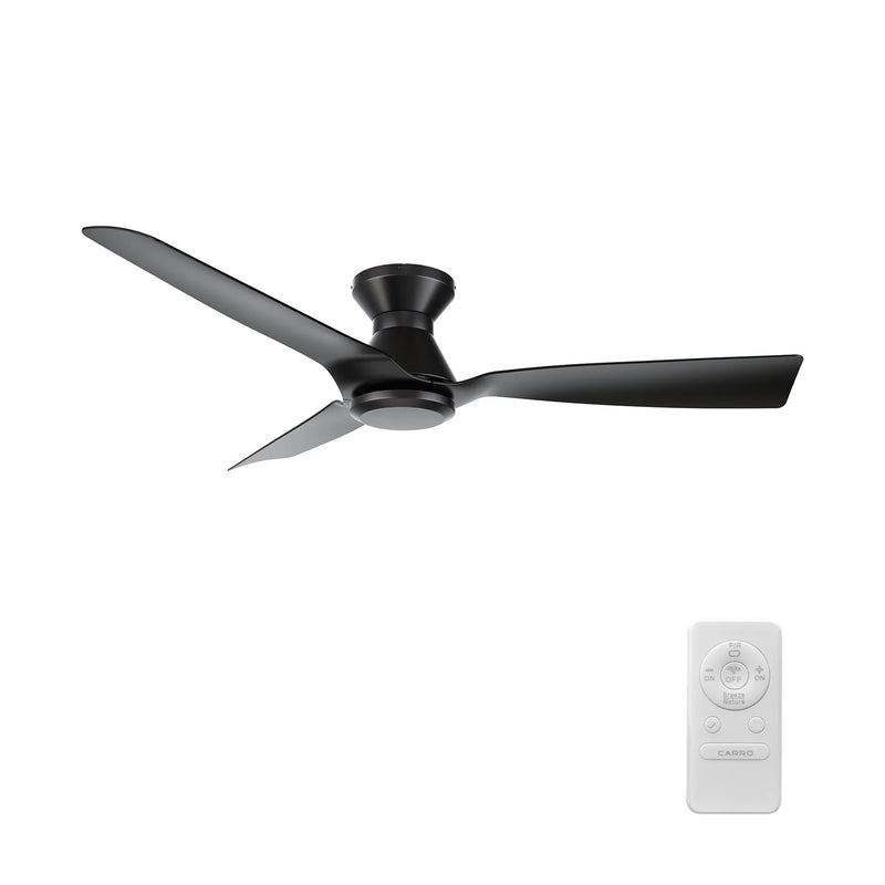 Carro Dalby 52in 3-Blade Ceiling Fan | Modern Black PP+Glass Fiber Blades | Living Room & Bedroom | 52 x 52 x 9.5 in, Flush | Model CFR523P1-N20-B2-1-FM