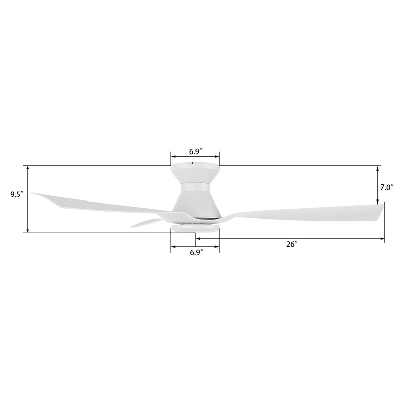 Carro Dalby 52in 3-Blade Ceiling Fan | Modern White Plywood Blades | Living Room & Bedroom | 52 x 52 x 9.5 in | Model CFR523P1-N20-W1-1-FM