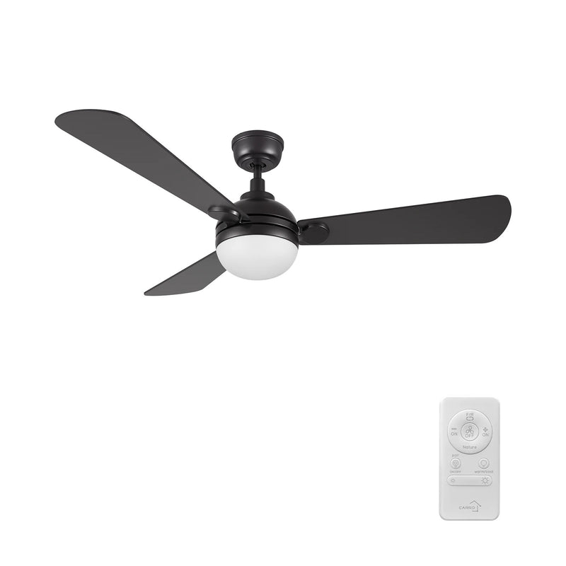 Carro Zelda 52in 3-Blade Ceiling Fan with Light | Modern Black Plywood Blades & LED | Living Room & Bedroom | 52 x 52 x 15.3 in | Model CFR523Q4-L11-B2-1