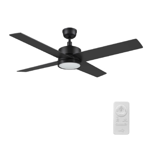 Carro Santana 52in 4-Blade Ceiling Fan | Black Plywood Blades and Black Finish | Living Room & Bedroom | 52 x 52 x 15 in | Model CFR524E5-L12-B2-1