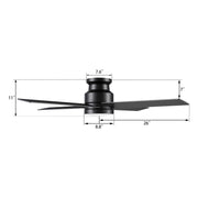 Carro Santana 52in 4-Blade Flush Mount Ceiling Fan | Black Plywood Blades and Black Finish | Low Ceilings & Bedrooms | 52 x | Model CFR524E5-L12-B2-1-FM