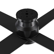 Carro Santana 52in 4-Blade Flush Mount Ceiling Fan | Black Plywood Blades and Black Finish | Low Ceilings & Bedrooms | 52 x | Model CFR524E5-L12-B2-1-FM