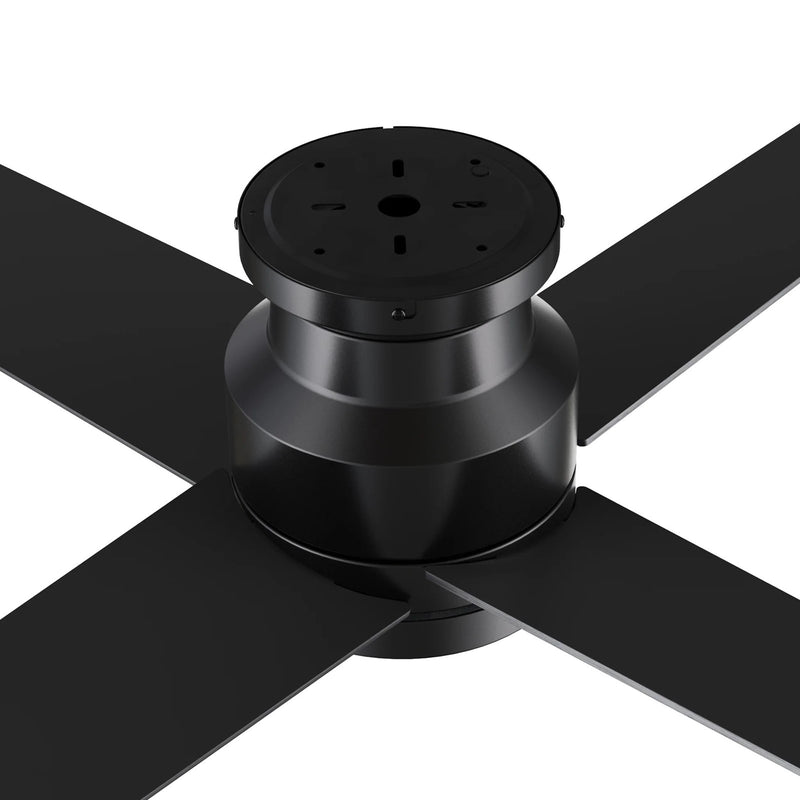 Carro Santana 52in 4-Blade Flush Mount Ceiling Fan | Black Plywood Blades and Black Finish | Low Ceilings & Bedrooms | 52 x | Model CFR524E5-L12-B2-1-FM