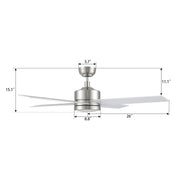 Carro Santana 52in 4-Blade Ceiling Fan | Brushed Nickel Plywood Blades and Brushed Nickel Finish | Living Room & Bedroom | 52 x | Model CFR524E5-L12-SJ-1