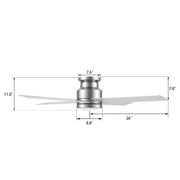 Carro Santana 52in 4-Blade Flush Mount Ceiling Fan | Brushed Nickel Plywood Blades and Brushed Nickel Finish | Low Ceilings & | Model CFR524E5-L12-SJ-1-FM