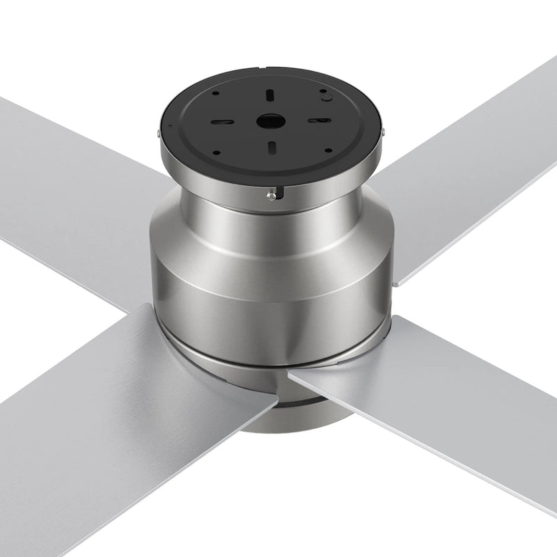 Carro Santana 52in 4-Blade Flush Mount Ceiling Fan | Brushed Nickel Plywood Blades and Brushed Nickel Finish | Low Ceilings & | Model CFR524E5-L12-SJ-1-FM