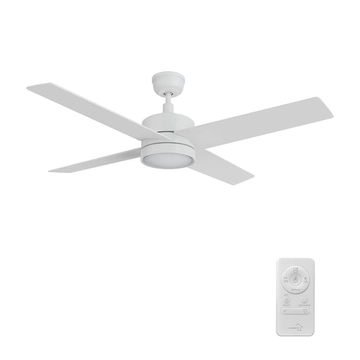 Carro Santana 52in 4-Blade Ceiling Fan | White Plywood Blades and Integrated LED | Living Room & Bedroom | 52 x 52 x 15.1 in | Model CFR524E5-L12-W1-1