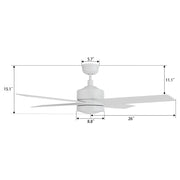 Carro Santana 52in 4-Blade Ceiling Fan | White Plywood Blades and Integrated LED | Living Room & Bedroom | 52 x 52 x 15.1 in | Model CFR524E5-L12-W1-1