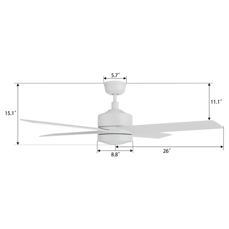 Carro Santana 52in 4-Blade Ceiling Fan | White Plywood Blades and Integrated LED | Living Room & Bedroom | 52 x 52 x 15.1 in | Model CFR524E5-L12-W1-1