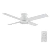 Carro Santana 52in 4-Blade Flush Ceiling Fan | White Plywood Blades and Integrated LED | Low Ceilings & Bedrooms | 52 x 52 x | Model CFR524E5-L12-W1-1-FM