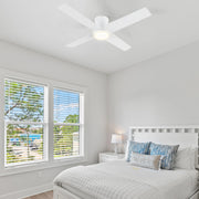 Carro Santana 52in 4-Blade Flush Ceiling Fan | White Plywood Blades and Integrated LED | Low Ceilings & Bedrooms | 52 x 52 x | Model CFR524E5-L12-W1-1-FM