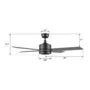 Carro Santana 52in 4-Blade Ceiling Fan | Black Plywood Blades and Wall Control | Living Room & Bedroom | 52 x 52 x 15.1 in | Model CFR524E5-N10-B2-1