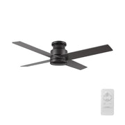 Carro Santana 52in 4-Blade Flush Ceiling Fan | Black Plywood Blades and Remote | Low Ceilings & Bedrooms | 52 x 52 x 11 in | Model CFR524E5-N10-B2-1-FM