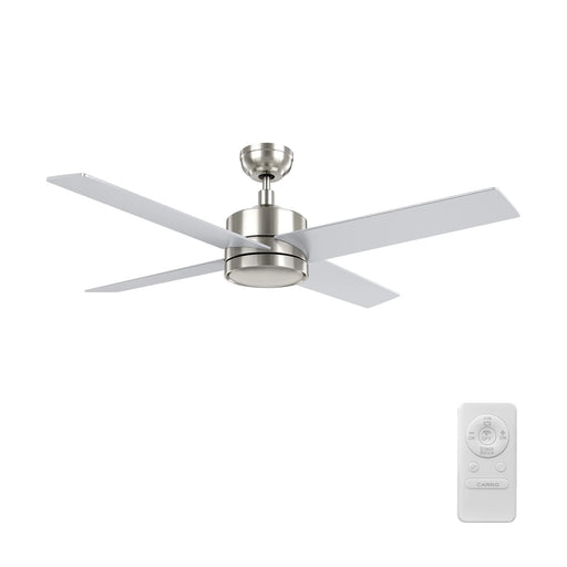 Carro Santana 52in 4-Blade Ceiling Fan | Brushed Nickel Plywood Blades | Living Room & Bedroom | 52 x 52 x 15 in | Model CFR524E5-N10-SJ-1