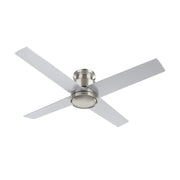 Carro Santana 52in 4-Blade Flush Mount Ceiling Fan | Brushed Nickel Plywood Blades | Low Ceiling & Bedroom | 52 x 52 x 11 in | Model CFR524E5-N10-SJ-1-FM