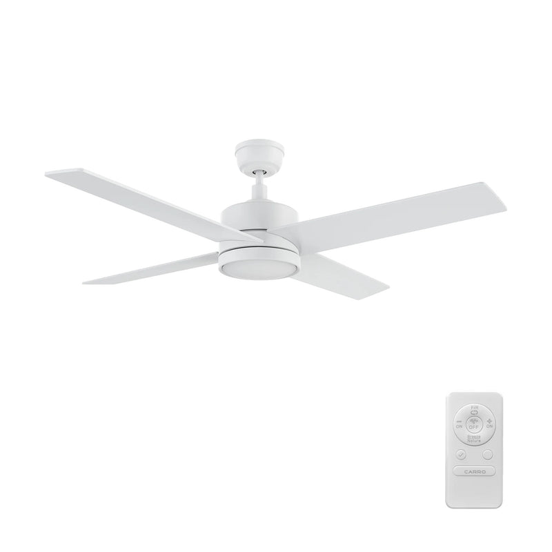Carro Santana 52in 4-Blade Ceiling Fan | White Plywood Blades | Living Room & Bedroom | 52 x 52 x 15 in | Model CFR524E5-N10-W1-1