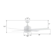 Carro Santana 52in 4-Blade Ceiling Fan | White Plywood Blades | Living Room & Bedroom | 52 x 52 x 15 in | Model CFR524E5-N10-W1-1