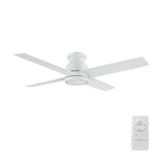 Carro Santana 52in 4-Blade Flush Mount Ceiling Fan | White Plywood Blades | Low Ceiling & Bedroom | 52 x 52 x 11 in | Model CFR524E5-N10-W1-1-FM