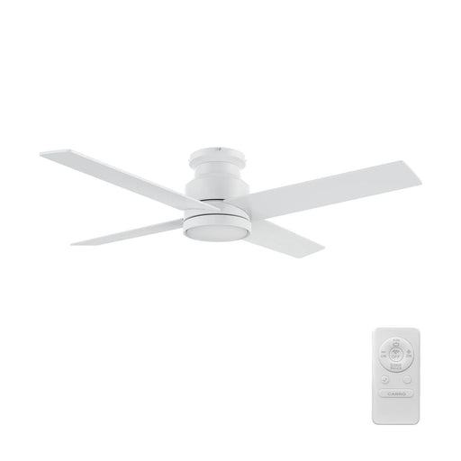 Carro Santana 52in 4-Blade Flush Mount Ceiling Fan | White Plywood Blades | Low Ceiling & Bedroom | 52 x 52 x 11 in | Model CFR524E5-N10-W1-1-FM