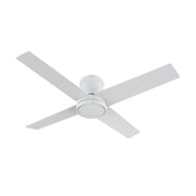 Carro Santana 52in 4-Blade Flush Mount Ceiling Fan | White Plywood Blades | Low Ceiling & Bedroom | 52 x 52 x 11 in | Model CFR524E5-N10-W1-1-FM