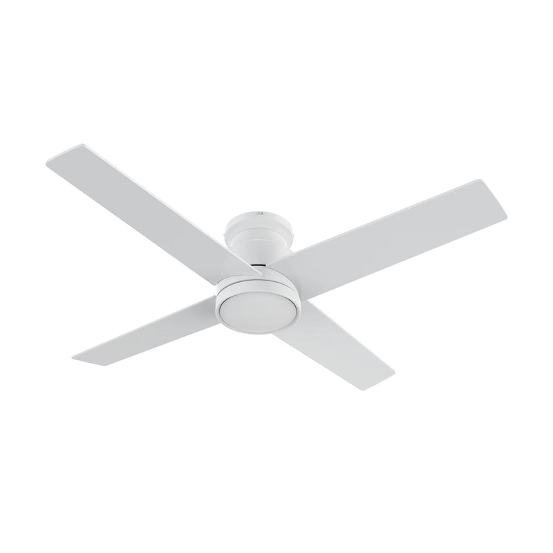 Carro Santana 52in 4-Blade Flush Mount Ceiling Fan | White Plywood Blades | Low Ceiling & Bedroom | 52 x 52 x 11 in | Model CFR524E5-N10-W1-1-FM