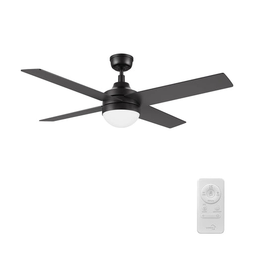 Carro Kimball 52in 4-Blade Ceiling Fan | Black Plywood Blades and Black Finish | Living Room & Bedroom | 52 x 52 x 16.9 in | Model CFR524E6-L12-B2-1