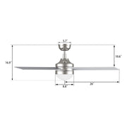 Carro Kimball 52in 4-Blade Ceiling Fan | Brushed Nickel Plywood Blades and Brushed Nickel Finish | Living Room & Bedroom | 52 x | Model CFR524E6-L12-SJ-1