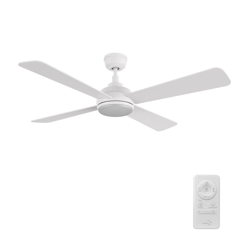 Carro Tryton 52in 4-Blade Ceiling Fan | White Plywood Blades and White Finish | Living Room & Bedroom | 52 x 52 x 14 in | Model CFR524Q9-L11-W1-1