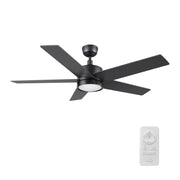 Carro Santana 52in 5-Blade Ceiling Fan | Black Plywood Blades and Black Finish | Living Room & Bedroom | 52 x 52 x 15 in | Model CFR525E5-L11-B2-1