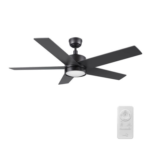Carro Santana 52in 5-Blade Ceiling Fan | Black Plywood Blades and Black Finish | Living Room & Bedroom | 52 x 52 x 15 in | Model CFR525E5-L11-B2-1