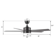 Carro Santana 52in 5-Blade Ceiling Fan | Black Plywood Blades and Black Finish | Living Room & Bedroom | 52 x 52 x 15 in | Model CFR525E5-L11-B2-1