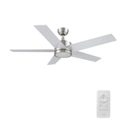 Carro Santana 52in 5-Blade Ceiling Fan | Brushed Nickel Plywood Blades and Brushed Nickel Finish | Living Room & Bedroom | 52 x | Model CFR525E5-L11-SJ-1