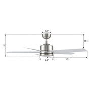 Carro Santana 52in 5-Blade Ceiling Fan | Brushed Nickel Plywood Blades and Brushed Nickel Finish | Living Room & Bedroom | 52 x | Model CFR525E5-L11-SJ-1