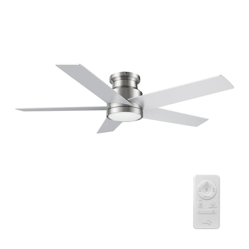 Carro Santana 52in 5-Blade Flush Ceiling Fan | Brushed Nickel Plywood Blades with Integrated LED | Living Room & Bedroom | 52 | Model CFR525E5-L11-SJ-1-FM