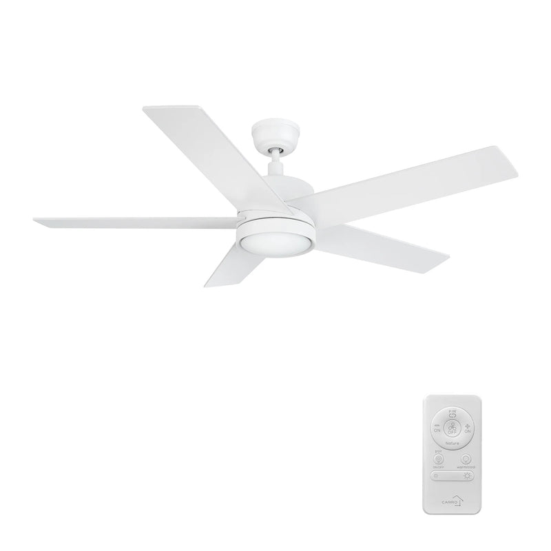 Carro Santana 52in 5-Blade Ceiling Fan | White Plywood Blades with Integrated LED | Living Room & Bedroom | 52 x 52 x 15 in | Model CFR525E5-L11-W1-1