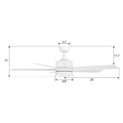 Carro Santana 52in 5-Blade Ceiling Fan | White Plywood Blades with Integrated LED | Living Room & Bedroom | 52 x 52 x 15 in | Model CFR525E5-L11-W1-1